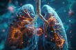 human lungs with cancerous tumor visible medical illustration of lung cancer 3d rendering 16
