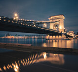 Fototapeta  - Chain Bridge in Budapest in blue hour