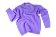 © katyamaximenko - Purple flying crumpled women's autumn knitted sweater isolated on white, transparent background. Creative clothing concept, trendy cozy creasy jersey pullover. Fashion, sale, autumn discount