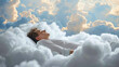 © bmf-foto.de - Image montage of a man in nightwear sleeping on clouds