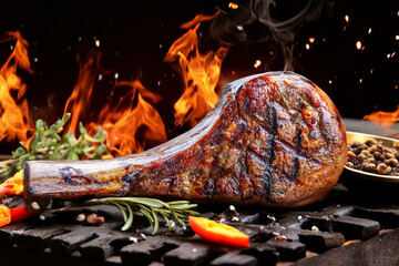 Canvas Print - freshly grilled Tomahawk steaks