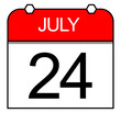 July 24th, a daily calendar, vector design.