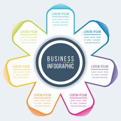 Infographic business design 7 Steps, objects, elements or options circle infographic template for business information