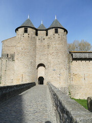 Wall Mural - Towers and walls of the medieval citadel of Carcassonne .