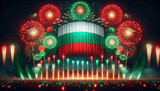 Fototapeta  - Firework display with the Bulgarian flag.