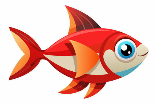 cardinal tetra fish cartoon vector illustration