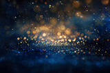 Fototapeta Abstrakcje - background of abstract glitter lights. gold, blue and black. de focused