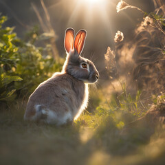 Wall Mural - rabbit in the grass