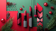 Red Lipsticks on Abstract Background with Christmas Tones