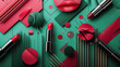 Red Lipsticks on Abstract Background with Christmas Tones
