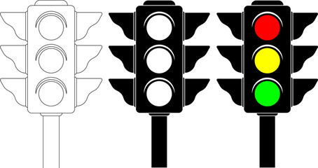 Wall Mural - front view traffic light icon set