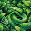 Green snake in the forest - Closeup	
