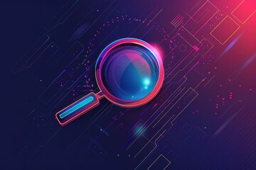 Wall Mural - search magnifying glass icon online research concept digital information discovery abstract illustration