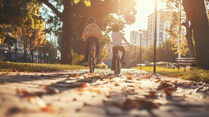 Family bike ride through the city, exploring new neighborhoods and sights