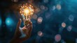 © jongaNU - Businessman hand holding light bulb with technology internet network background, Creativity and new innovation concept