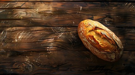 Wall Mural - Loaf of bread on wooden table