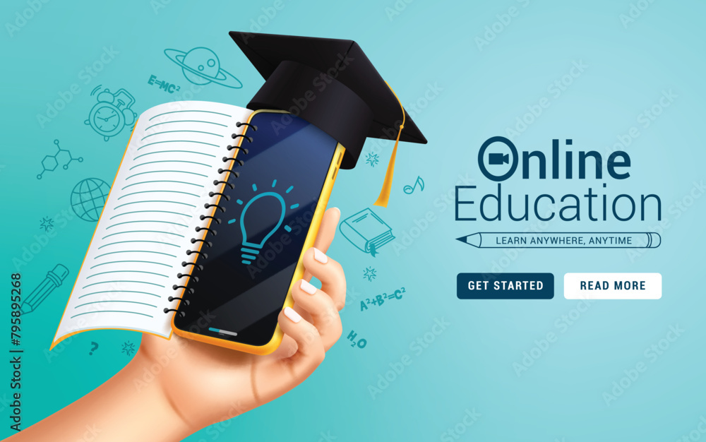 Online education school vector design. Back to school online education ...