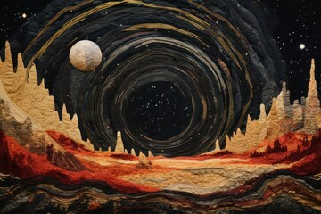 Space galaxy landscape astronomy universe painting.