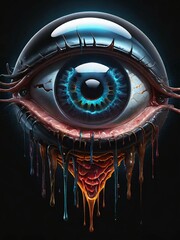 Wall Mural - eye and monster skull, illustration