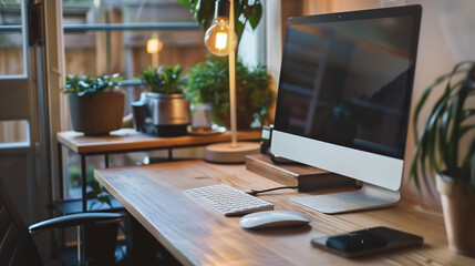 Wall Mural - modern office workspace at home, work from home or freelance business