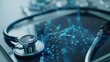 © Artyom - Stethoscope on tablet with digital network graphic overlay symbolizing healthcare technology