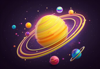 Wall Mural - 3D cartoon style planet Background - Wallpaper - Banner