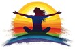 logo of an open arms woman with rainbow paint on white background .