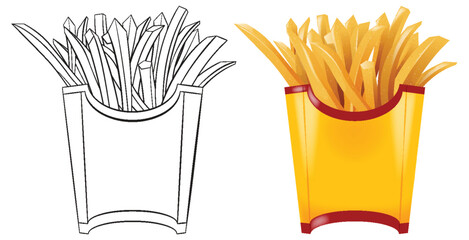 Vector illustration of fries in two styles