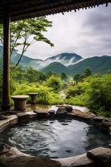 Wall Mural - landscape with lake and mountains.