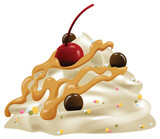 Fototapeta Panele - Vector illustration of a creamy dessert with toppings