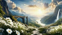 Bridge Over The River In Mountains