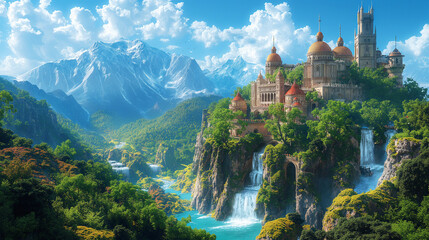 a magical kingdom with enchanted creatures