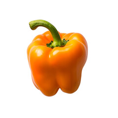 Wall Mural - A vibrant orange bell pepper, a bright yellow color with no shadows or reflections on the white background