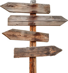 Rustic wooden directional signpost