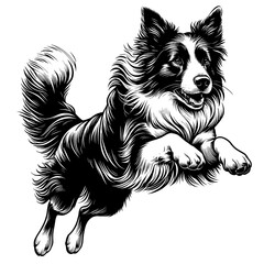 Hand drawn cute Border Collie, vector sketch isolated on white background.