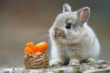 Wall Mural - Rabbit Eat with Carrot