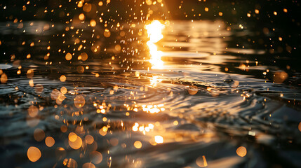 Wall Mural - raindrops on the surface of the water