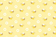 seamless pattern with bees and flowers for banners, cards, flyers, social media wallpapers, etc.