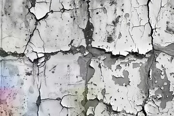 Wall Mural - weathered white cracked concrete wall texture