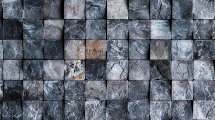 Wall Mural - Close-up of black marble wall blocks