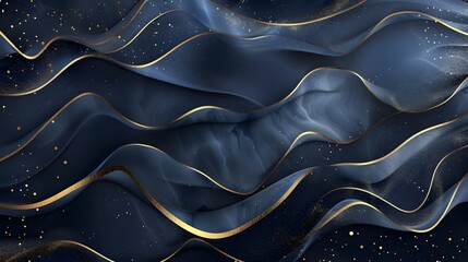 Wall Mural - navy blue with gold elegant banner with a captivating interplay