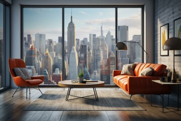 Canvas Print - b'city living room interior design'