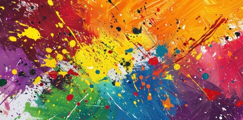 Poster - Exciting Paint Splatters Background with Bold Brushstrokes. Vibrant Colors and Energetic Movement.
