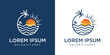 beach palm logo summer symbol in line style