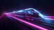  Futuristic High-Speed Train in Motion with Neon Light Trails