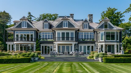 An exclusive Mediterranean-inspired villa in the Hamptons with a sprawling garden.