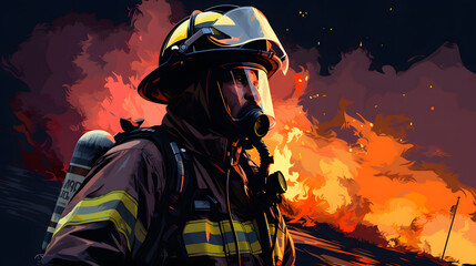 illustration of a Firefighter work