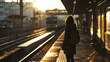 Solitary Commute: One Passenger's Contemplative Wait at the Dusk-Kissed Train Station - Image made using Generative AI