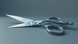 A close shot of a cutter scissor on plain gray backdrop with a big space for text or product advertisement backdrop, Generative AI.