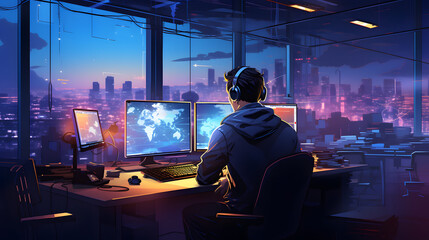 Wall Mural - illustration of a Programmer Work